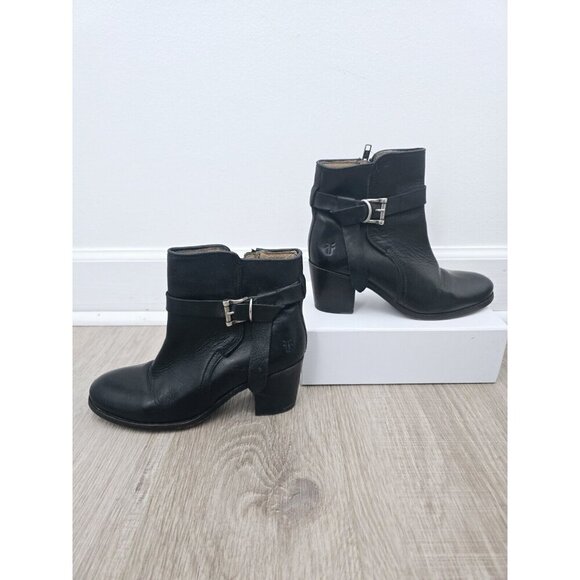 Frye Shoes - Frye Malorie Knotted Black Leather Buckle Ankle Short  Booties Shoes Boots 7.5